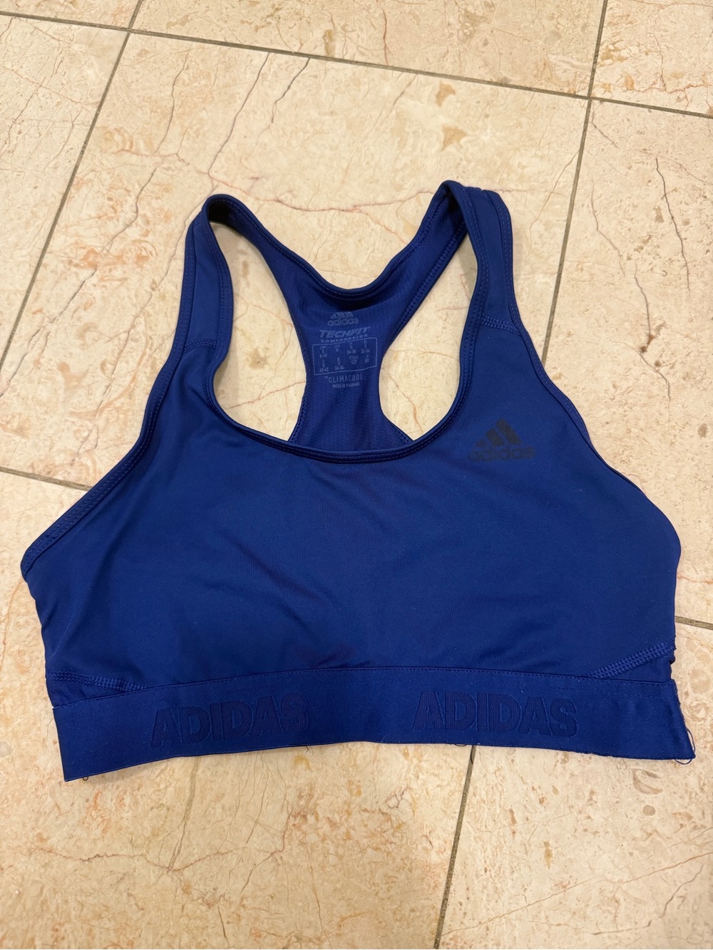 adidas Royal Blue Racerback Sports Bra with Elastic Band